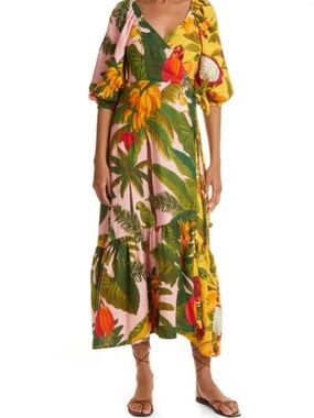 NWT - Mixed Prints Midi Wrap Dress